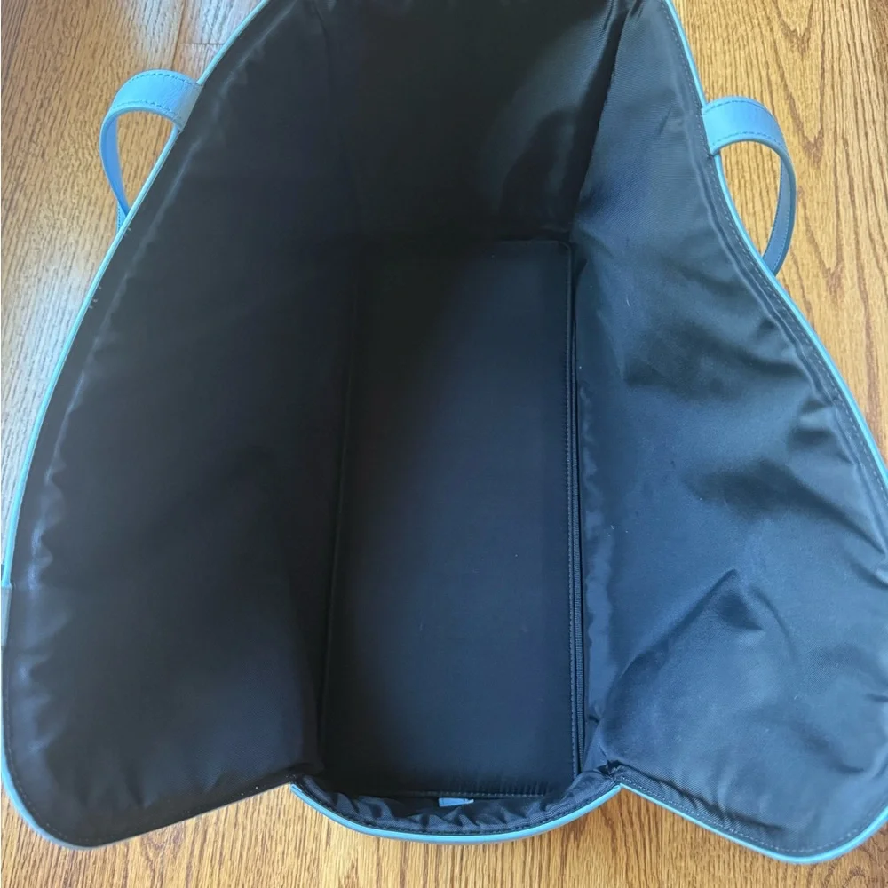 Light Blue Leather Dog Tote Bag Carrier by Fable Pets